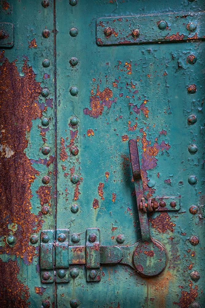 Washington State-Port Townsend Rusted metal door in fort